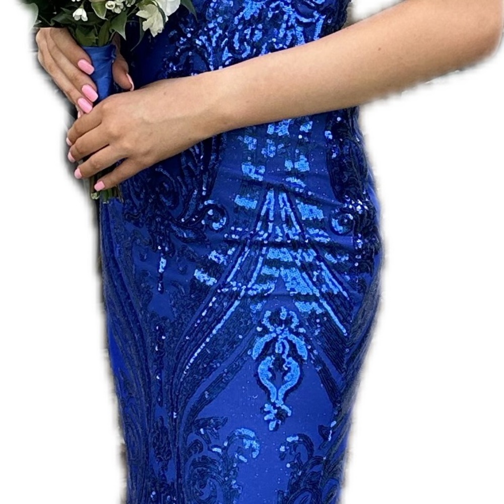 Elegant Blue Sequin Dress